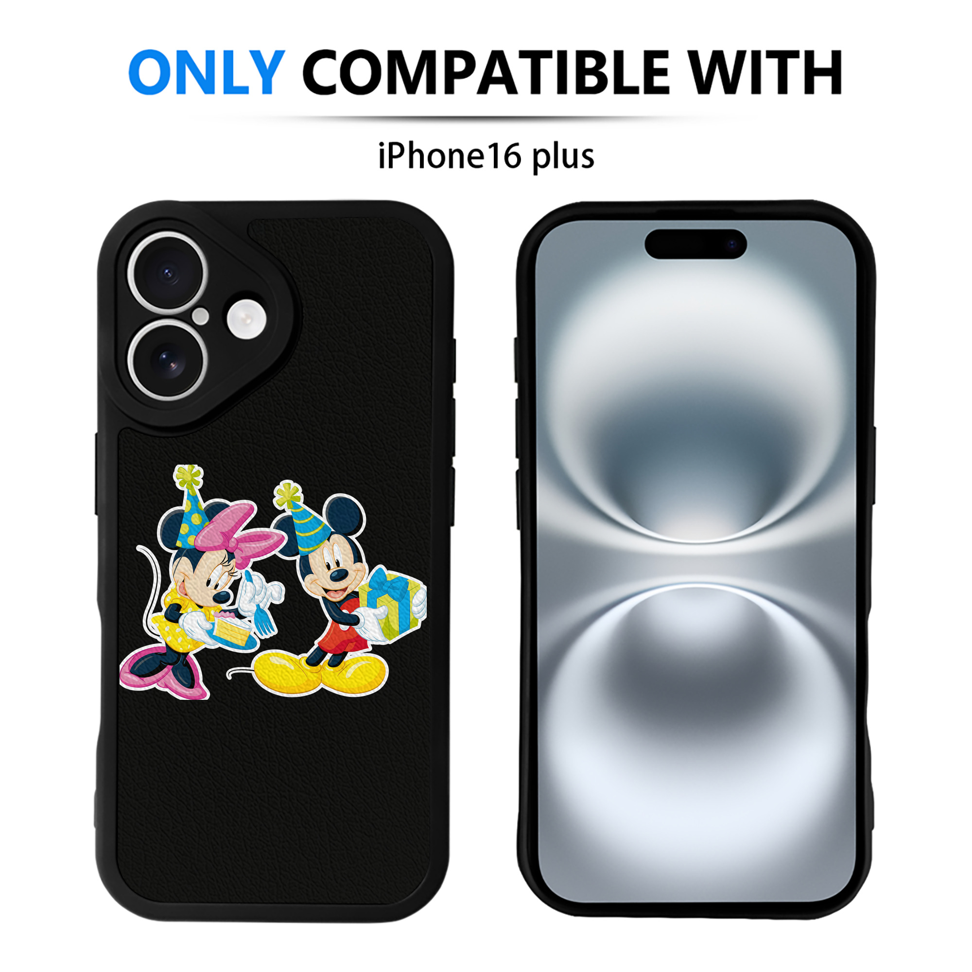 （画像用） ミッキーマウス Mickey Mouse 【iPhone 16シリーズ対応】シリコンスマホケース（レザー調） 材質：シリコン